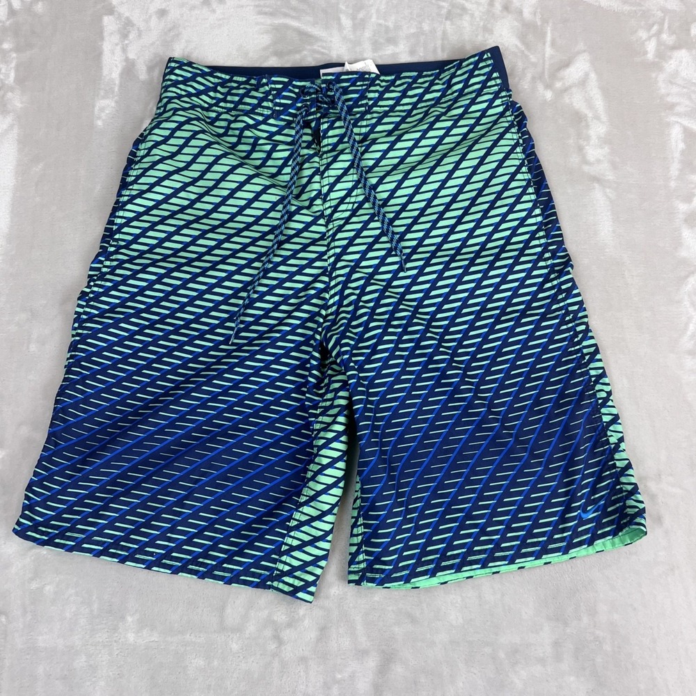Y2K Nike Swim Trunks Mens Medium Blue‎ Green Geometric Mesh Lined Surf Beach